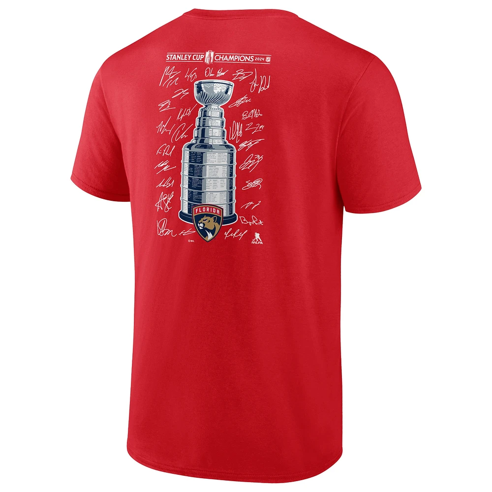 T-shirt rouge Fanatics pour hommes des Panthers de la Floride, champions Coupe Stanley 2024, Big & Tall Signature Roster