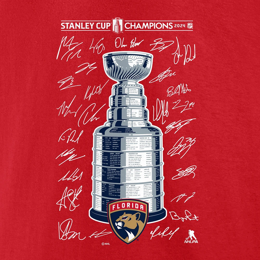 T-shirt rouge Fanatics pour hommes des Panthers de la Floride, champions Coupe Stanley 2024, Big & Tall Signature Roster