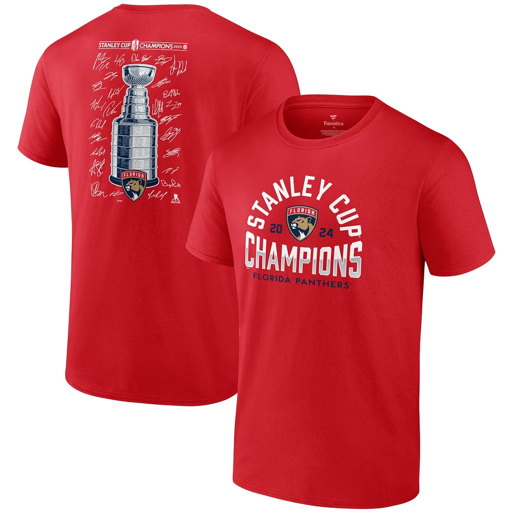 Men's Fanatics  Red Florida Panthers 2024 Stanley Cup Champions Big & Tall Signature Roster T-Shirt