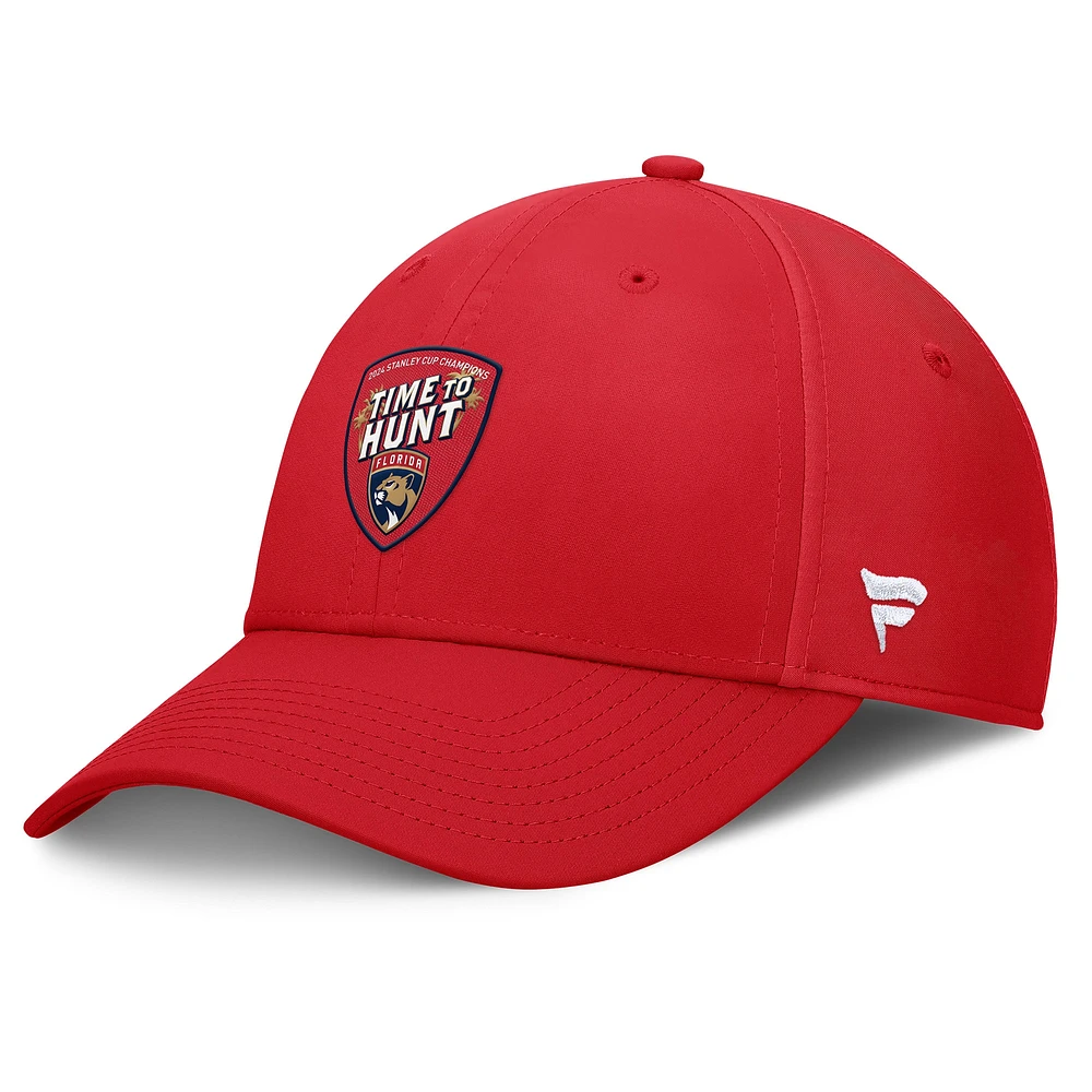 Casquette flexible avec slogan de la ville natale des champions Coupe Stanley Fanatics Red Florida Panthers 2024 pour hommes