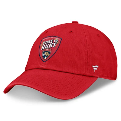 Casquette réglable non structurée avec slogan de la ville natale des champions de la Coupe Stanley Fanatics Red Florida Panthers 2024 pour hommes