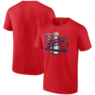 T-shirt rouge Fanatics pour hommes des Panthers de la Floride 2024 Champions Coupe Stanley Primetime