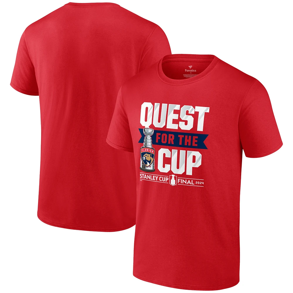 T-shirt de quête finale la Coupe Stanley 2024 des Panthers Floride fanatiques rouges pour hommes