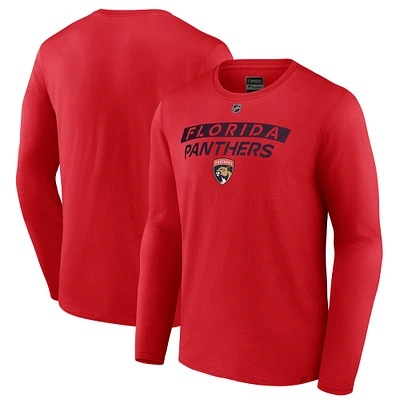 Men's Fanatics Red Florida Panthers Authentic Pro Primary Logo Long Sleeve T-Shirt