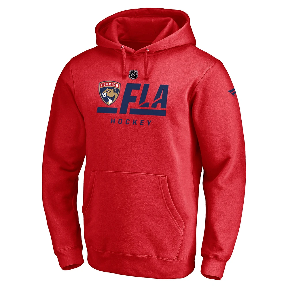 Men's Fanatics Red Florida Panthers Authentic Pro Secondary Logo Pullover Hoodie