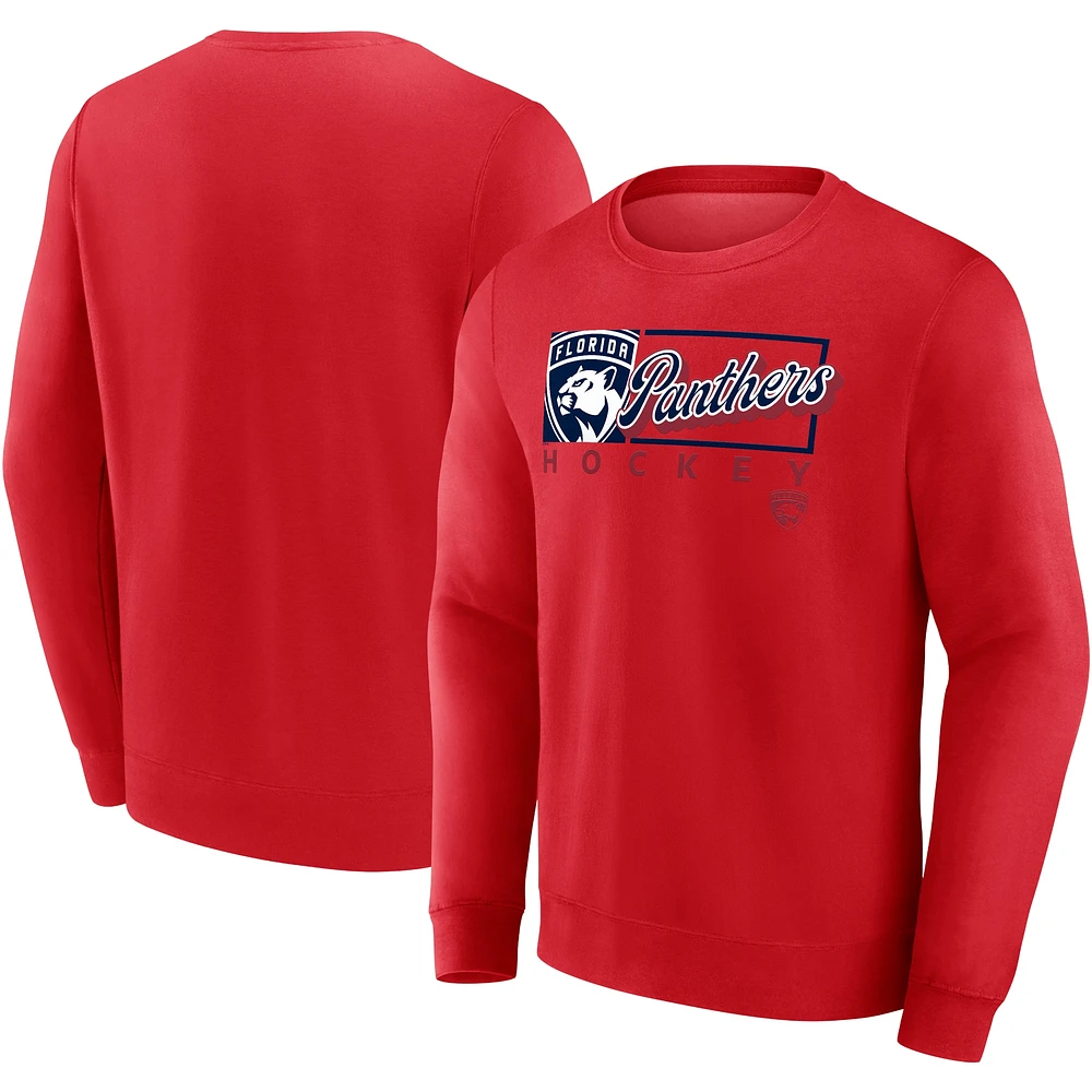 Men's Fanatics Red Florida Panthers Focus Fleece Pullover Sweatshirt