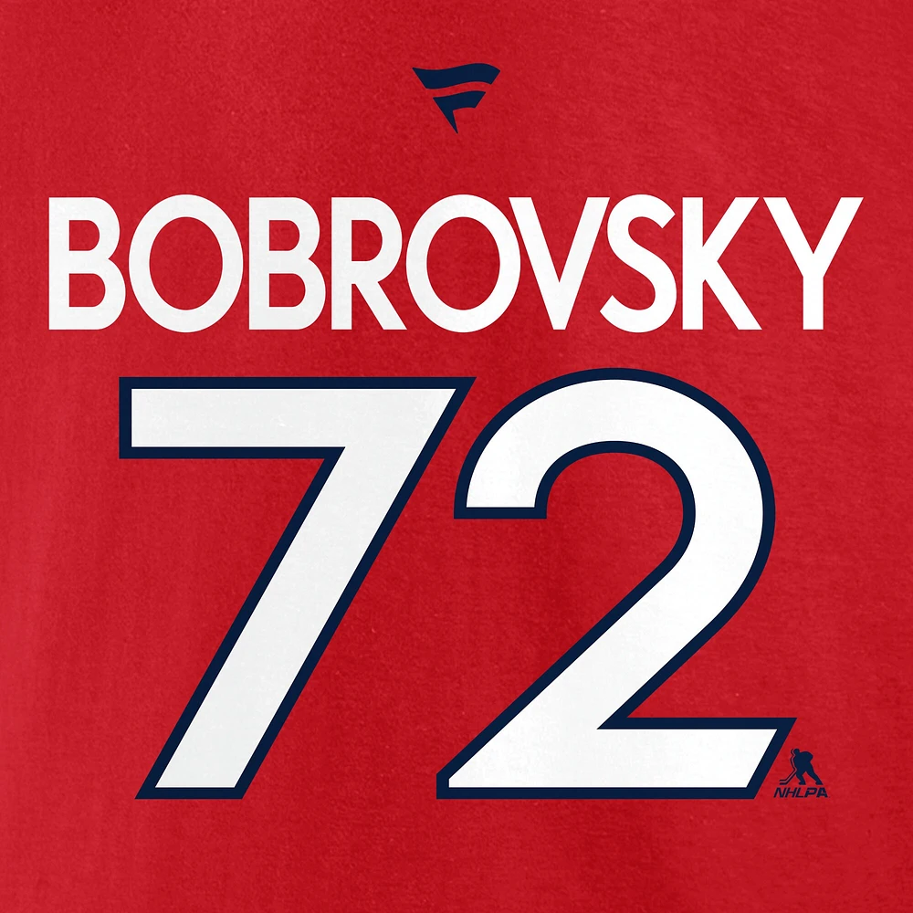 Fanatics pour hommes Sergei Bobrovsky Red Florida Panthers 2024 Champions de la Coupe Stanley Authentique Pro Nom et numéro T-shirt