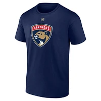 T-shirt Fanatics Seth Jones bleu marine pour homme, authentique, avec nom et numéro Stack des Panthers de la Floride
