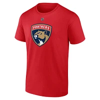 Men's Fanatics Seth Jones Red Florida Panthers Authentic Stack Name & Number T-Shirt
