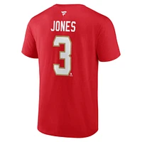 Men's Fanatics Seth Jones Red Florida Panthers Authentic Stack Name & Number T-Shirt