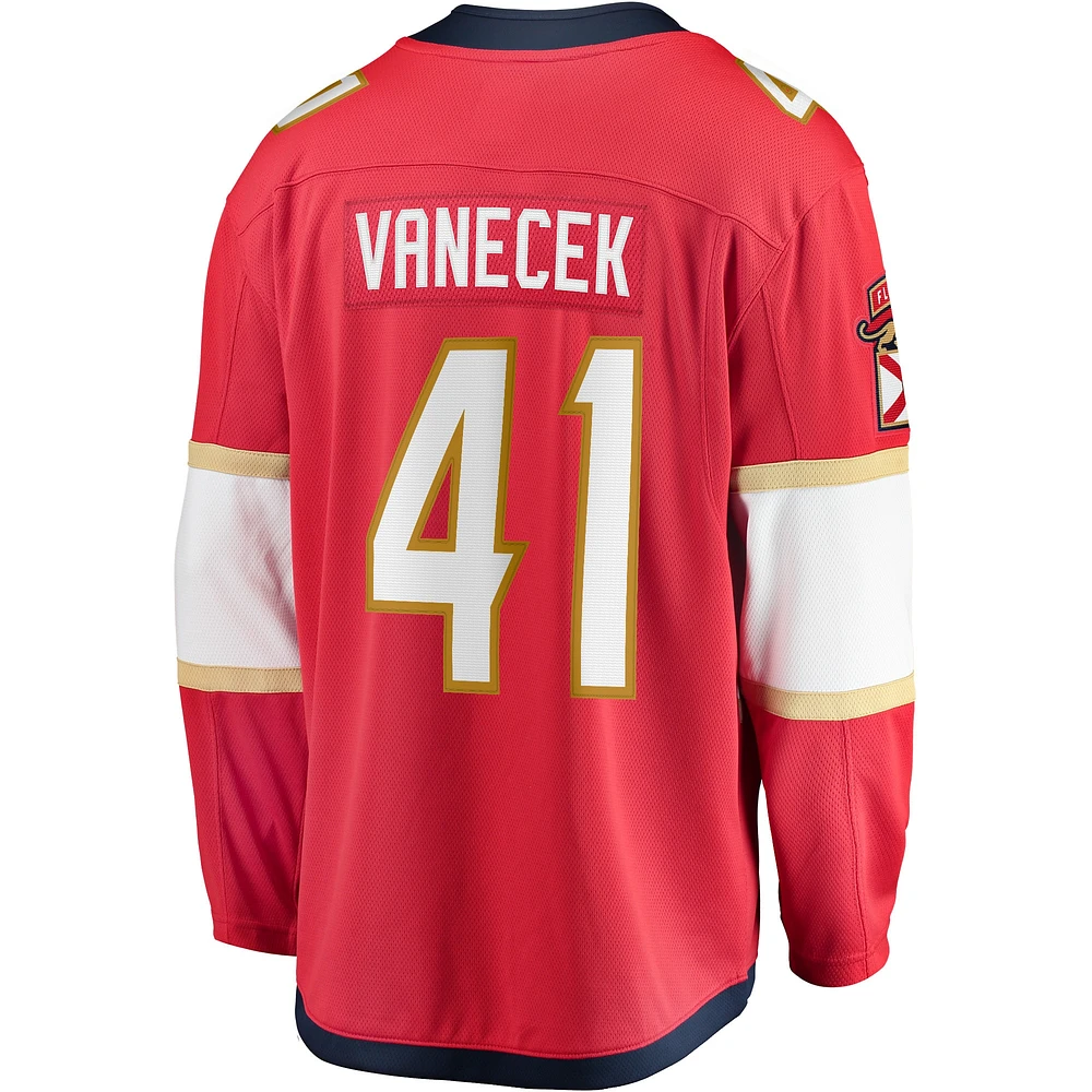 Maillot Breakaway à domicile des Panthers de la Floride rouge pour hommes Fanatics Vitek Vanecek