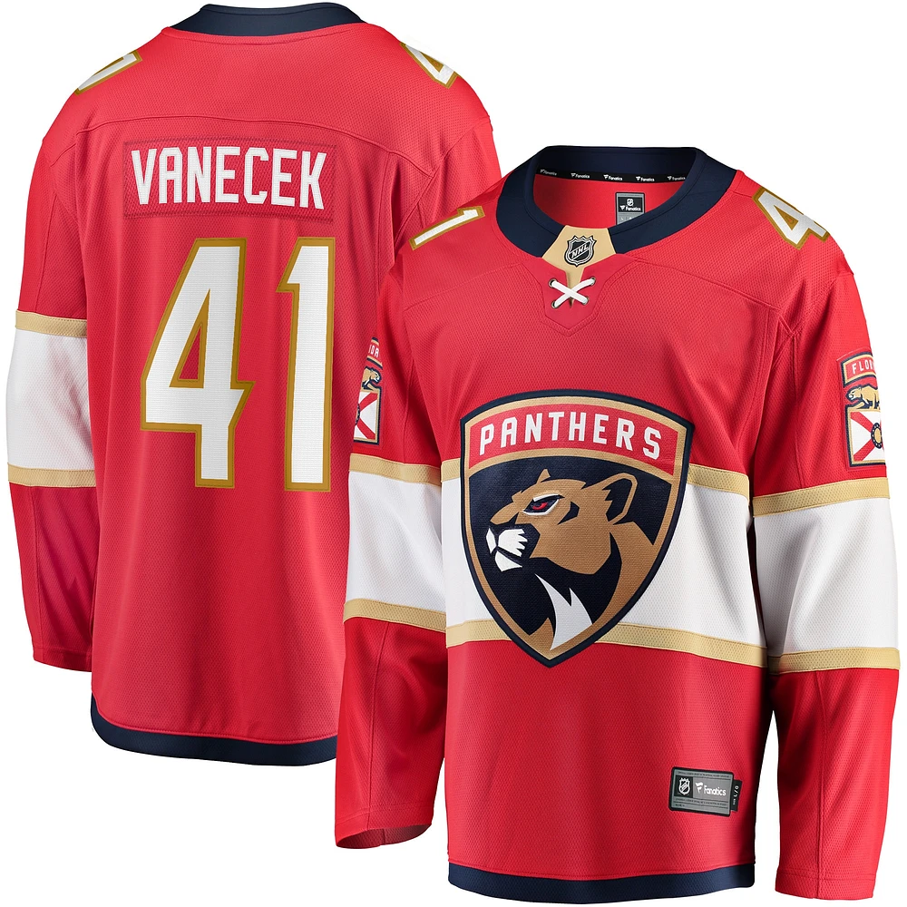 Maillot Breakaway à domicile des Panthers de la Floride rouge pour hommes Fanatics Vitek Vanecek