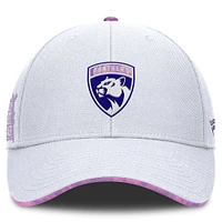 Men's Fanatics White Florida Panthers Authentic Pro Hockey Fights Cancer Adjustable Hat