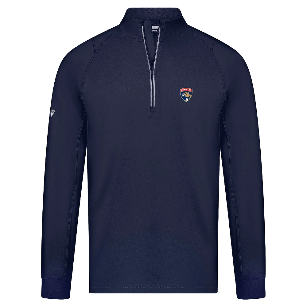 Men's Levelwear Navy Florida Panthers Theory Insignia Core Raglan Quarter-Zip Pullover Top