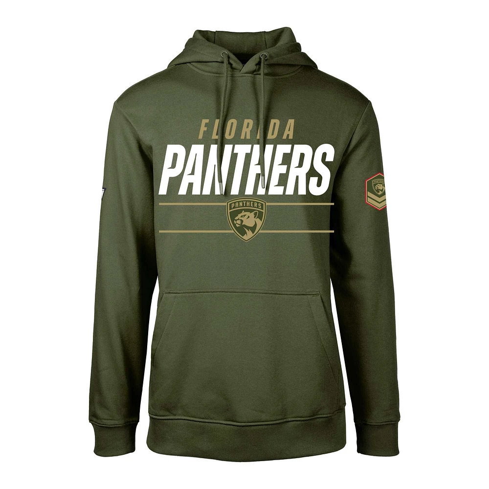 Men's Levelwear Olive Florida Panthers Delta Podium Fleece Pullover Hoodie