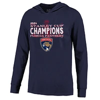 Men's Majestic Threads  Navy Florida Panthers 2024 Stanley Cup Champions Softhand Long Sleeve Pullover Hoodie