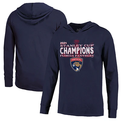 Sweat à capuche manches longues pour hommes Majestic Threads Navy Florida Panthers 2024 Champions de la Coupe Stanley Softhand