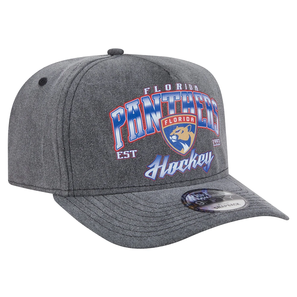 Men's New Era  Charcoal Florida Panthers Throwback Washed A-Frame Pre-Curved 9FIFTY Snapback Hat