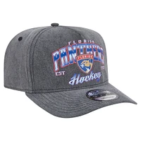 Men's New Era  Charcoal Florida Panthers Throwback Washed A-Frame Pre-Curved 9FIFTY Snapback Hat