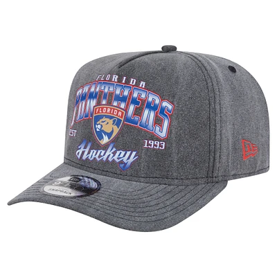 Men's New Era  Charcoal Florida Panthers Throwback Washed A-Frame Pre-Curved 9FIFTY Snapback Hat