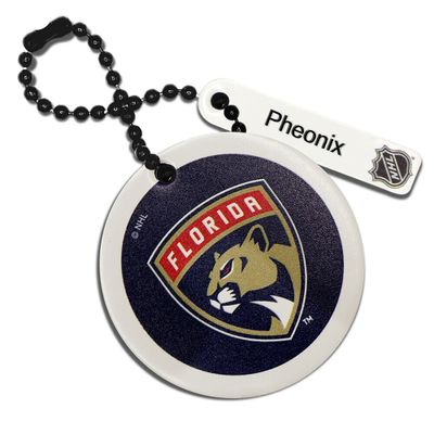 Navy Florida Panthers Logo Personalized Leather Round Bag Tag