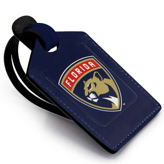 Étiquette de bagage en cuir personnalisée des Panthers de la Floride bleu marine