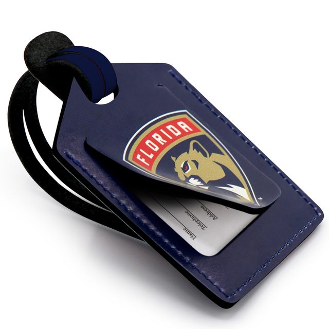 Étiquette de bagage en cuir personnalisée des Panthers de la Floride bleu marine