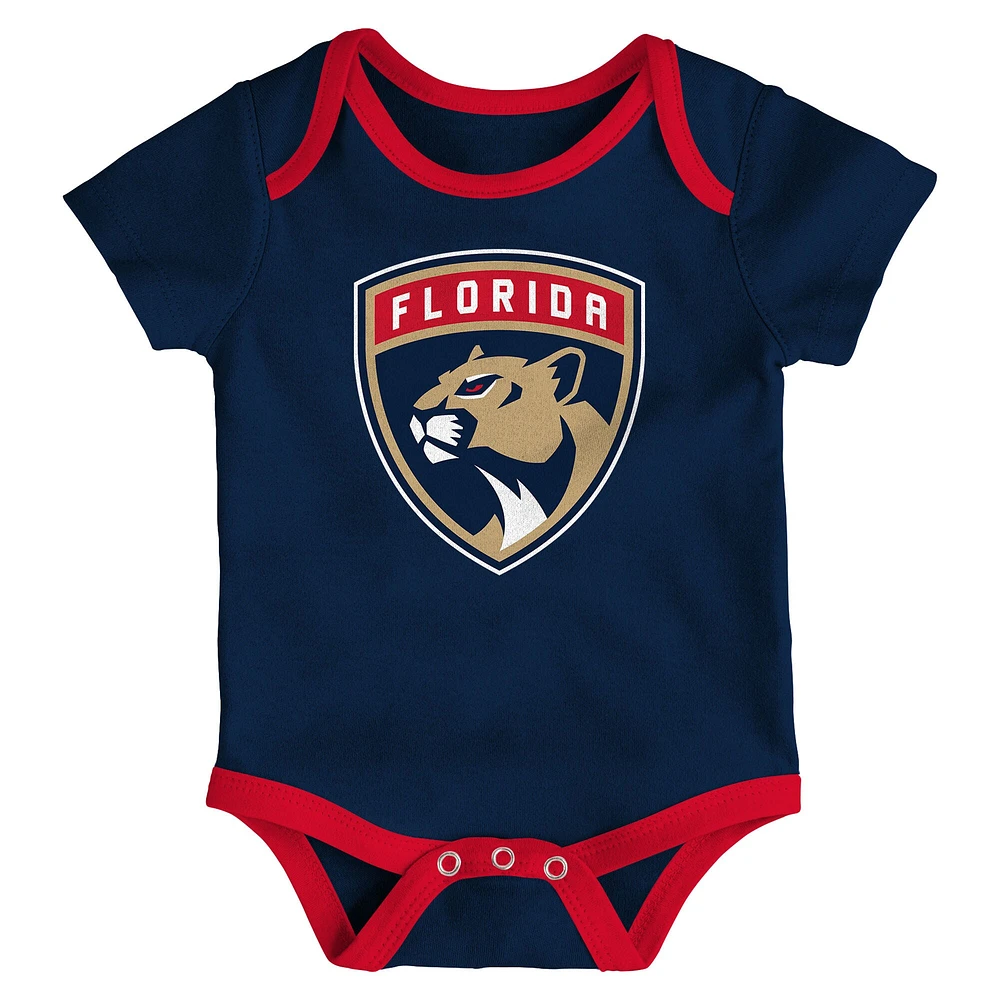 Newborn  Florida Panthers Loyal Buddies Three-Pack Bodysuit Set