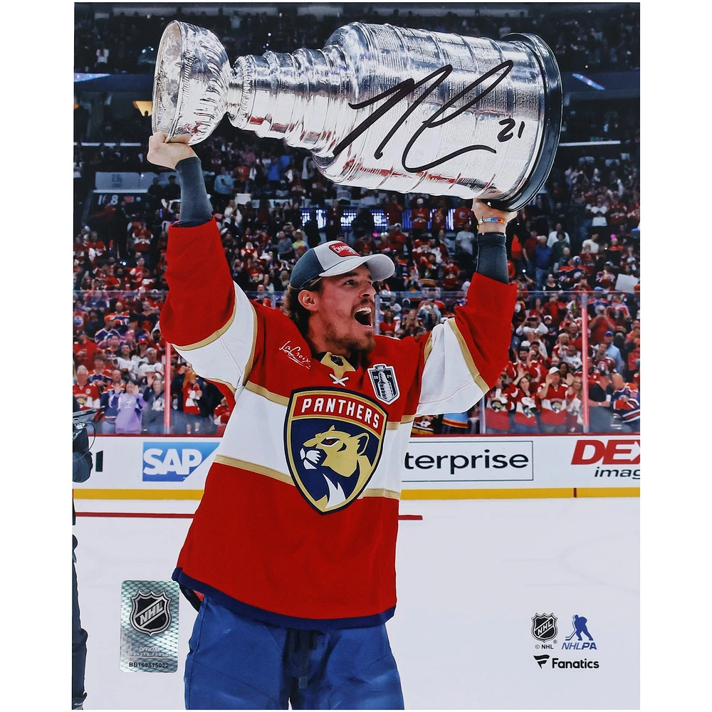 Nick Cousins Florida Panthers Autographed 2024 Stanley Cup Champions 8" x 10" Raising Cup Photograph