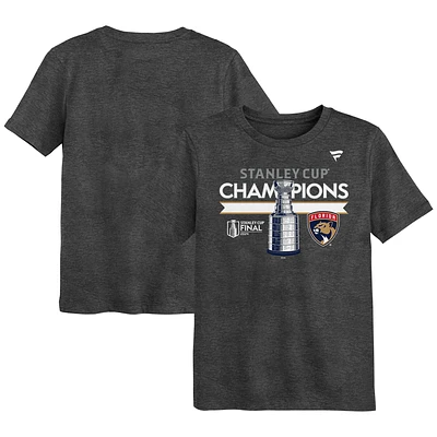 Fanatiques préscolaires Heather Charcoal Florida Panthers T-shirt des vestiaires champions de la Coupe Stanley 2024