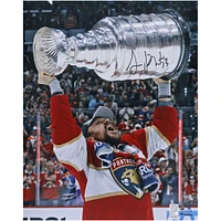 Sam Reinhart Florida Panthers Autographed 2024 Stanley Cup Champions 16" x 20" Raising Cup Photograph