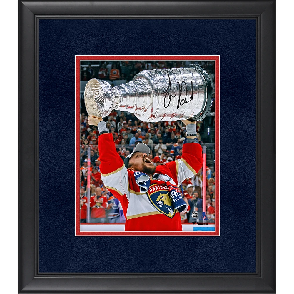Sam Reinhart Florida Panthers Autographed 2024 Stanley Cup Champions Framed 8" x 10" Raising Cup Photograph