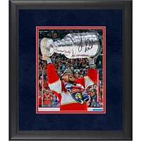Sam Reinhart Florida Panthers Autographed 2024 Stanley Cup Champions Framed 8" x 10" Raising Cup Photograph