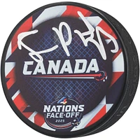 Rondelle de hockey autographiée par Sam Reinhart des Panthers de la Floride pour la mise au jeu du Tournoi des 4 Nations de l'équipe canadienne