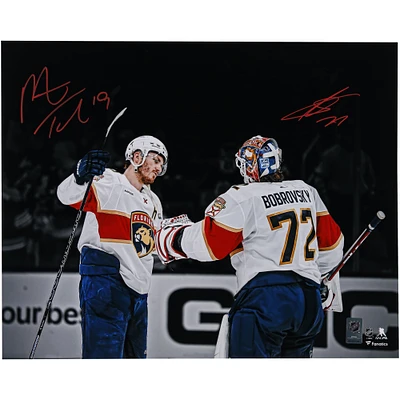 Sergei Bobrovsky & Matthew Tkachuk Florida Panthers Autographed 2024 Stanley Cup Champions 16" x 20" Post-Game Celebration Photograph