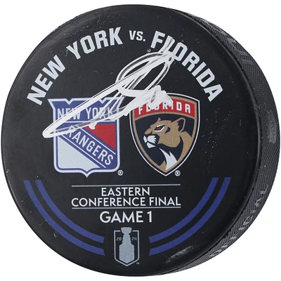 Sergei Bobrovsky Florida Panthers Autographed Practice-Used Warm-Up Puck from Game 1 of the Eastern Conference Finals during the 2024 Stanley Cup Playoffs vs. New York Rangers