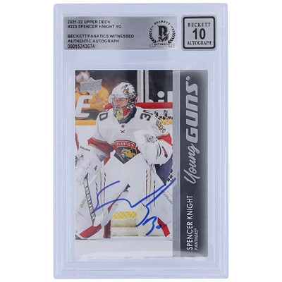 Spencer Knight Florida Panthers Autographed 2021-22 Upper Deck Young Guns #223 Beckett Fanatics Witnessed Authenticated 10 Rookie Card