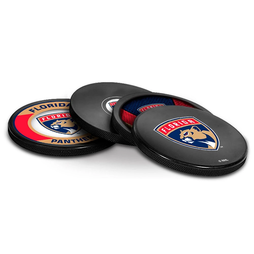 The Sports Vault Florida Panthers Ensemble de 4 dessous de verre en forme de rondelle