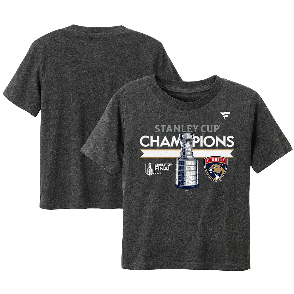 T-shirt pour vestiaire des champions de la Coupe Stanley 2024 Panthers Floride Heather Charcoal Fanatics tout-petits