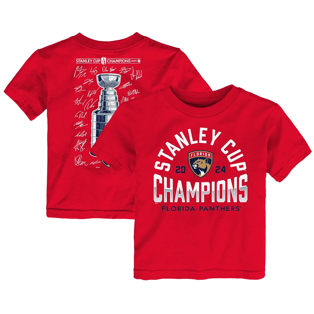 Toddler  Red Florida Panthers 2024 Stanley Cup Champions Signature Roster T-Shirt