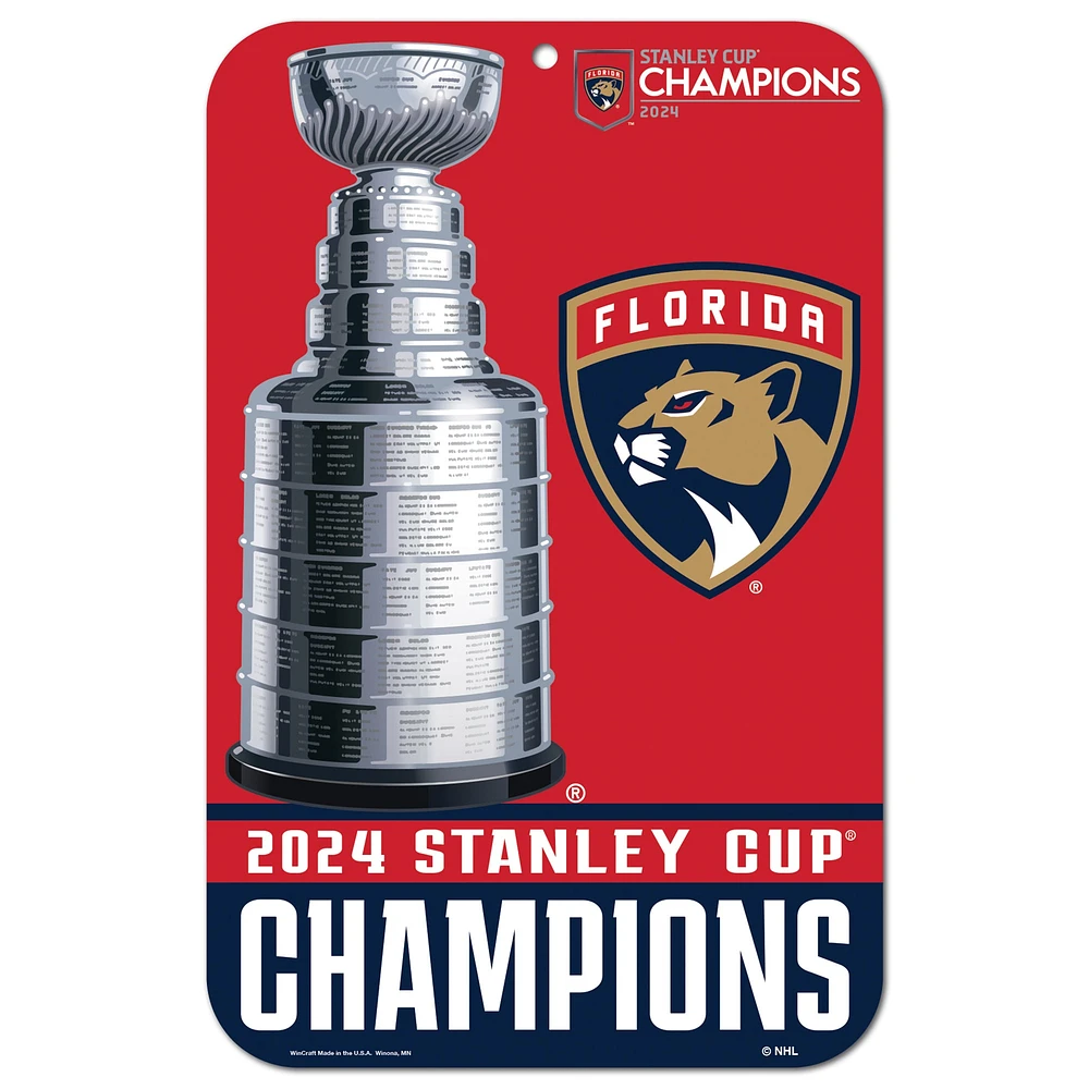 WinCraft Florida Panthers 2024 Champions de la Coupe Stanley 11" x 17" Panneau intérieur/extérieur