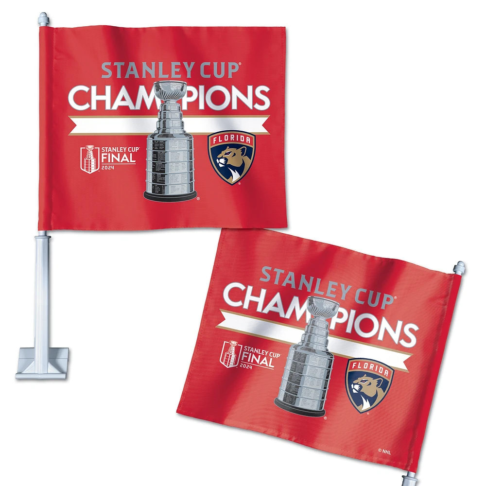 WinCraft Florida Panthers 2024 Stanley Cup Champions Vestiaire 11,75'' x 14'' Drapeau de voiture double face