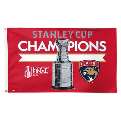 WinCraft Florida Panthers 2024 Champions de la Coupe Stanley Vestiaire 3' x 5' Drapeau de luxe sur glace simple face