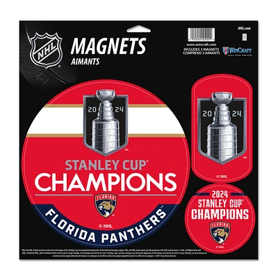 WinCraft Florida Panthers 2024 Stanley Cup Champions Three-Pack Indoor/Outdoor Magnet Set