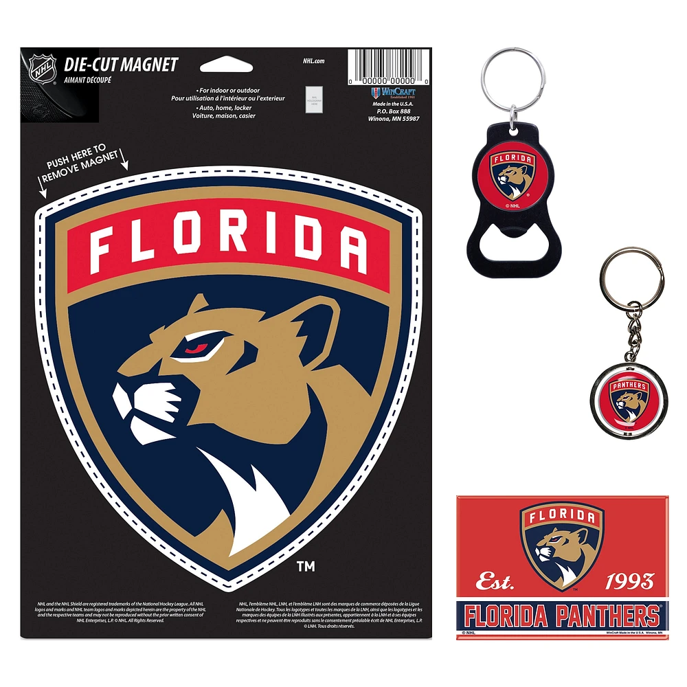 WinCraft Florida Panthers 4-Pack Key Rings and Magnets Set