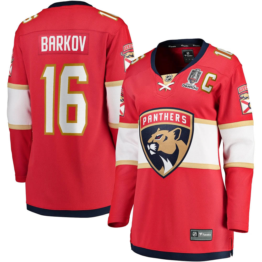 Women's Fanatics Aleksander Barkov Red Florida Panthers Home 2024 Stanley Cup Champions Breakaway Player Jersey