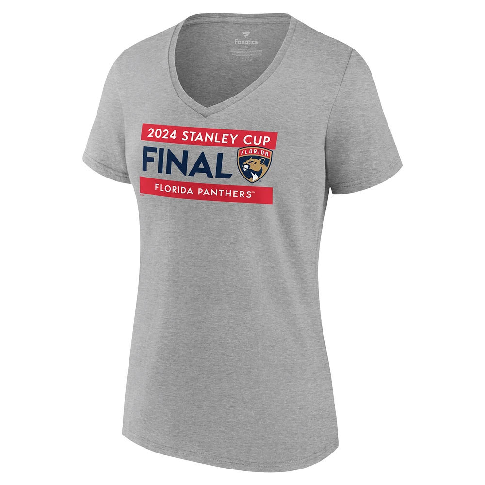 Women's Fanatics  Gray Florida Panthers 2024 Stanley Cup Final Roster V-Neck T-Shirt