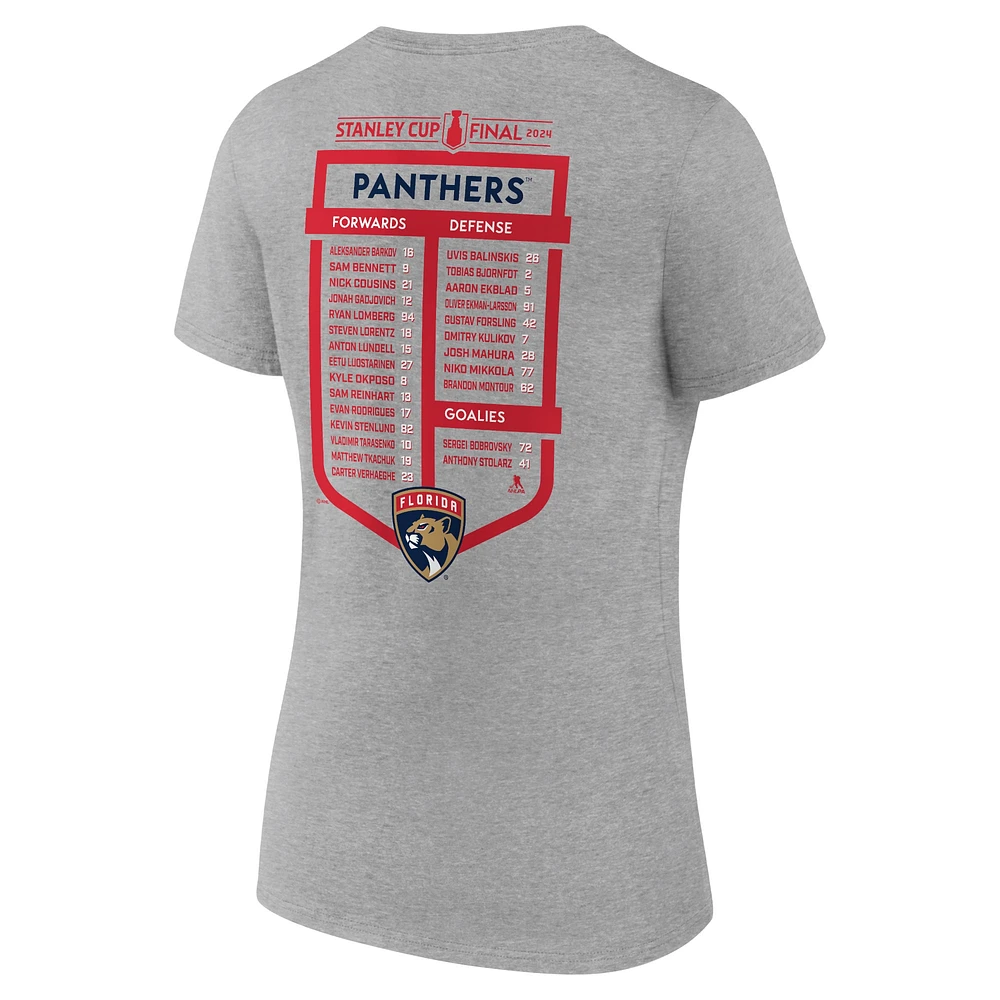 Women's Fanatics  Gray Florida Panthers 2024 Stanley Cup Final Roster V-Neck T-Shirt