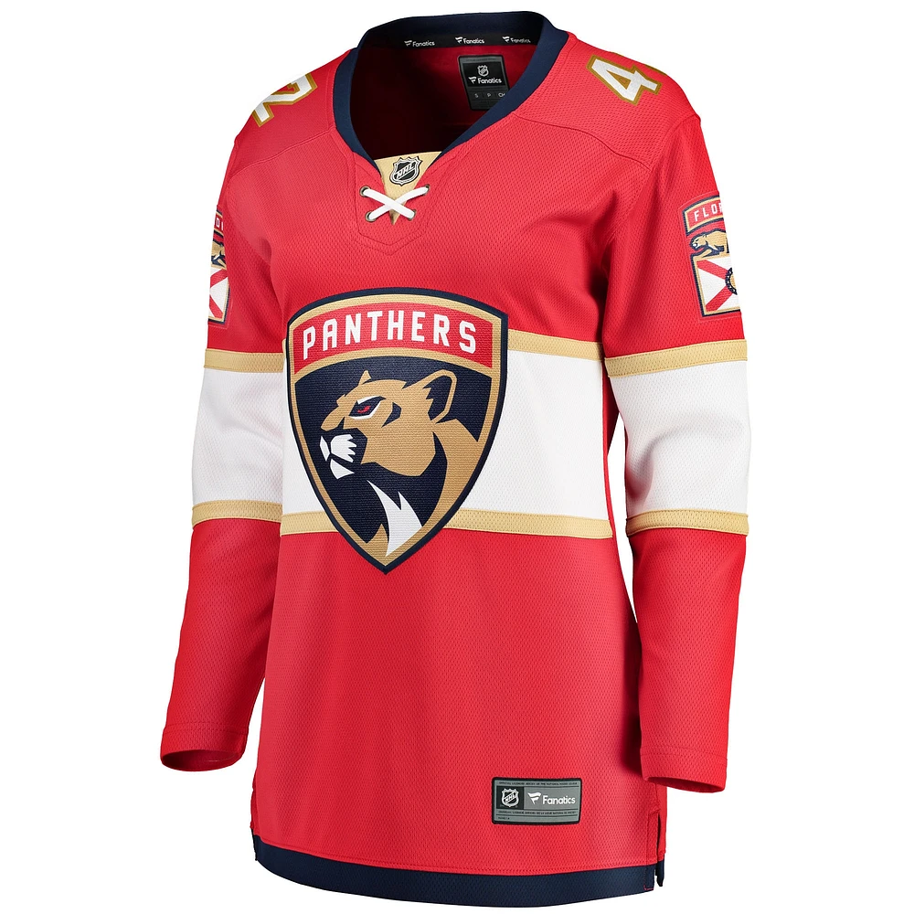 Maillot de joueur échappé à domicile des Fanatics Gustav Forsling Panthers la Floride, rouge, pour femmes