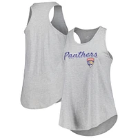 Women's Fanatics Heather Gray Florida Panthers Plus Racerback Tank Top